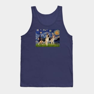 Starry Night Adapted to Include Two German Shepherds Tank Top
